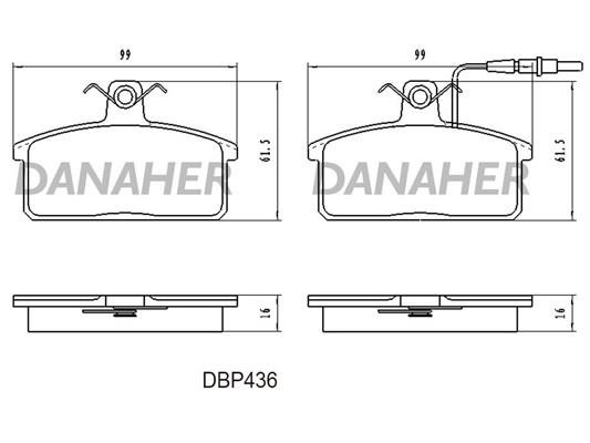 Danaher DBP436 Гальмівні колодки, комплект DBP436: Купити в Україні - Добра ціна на EXIST.UA!