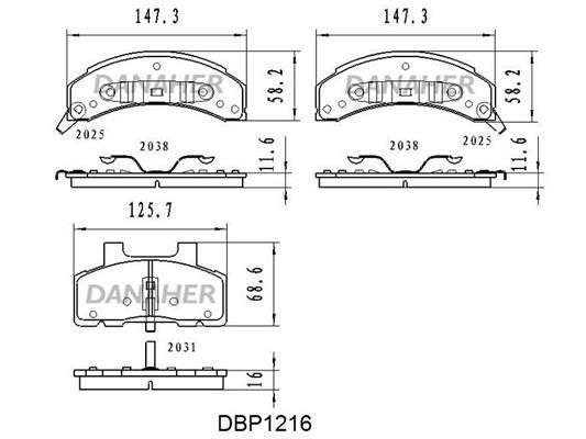 Danaher DBP1216 Гальмівні колодки, комплект DBP1216: Купити в Україні - Добра ціна на EXIST.UA!