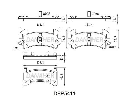 Danaher DBP5411 Гальмівні колодки передні, комплект DBP5411: Купити в Україні - Добра ціна на EXIST.UA!