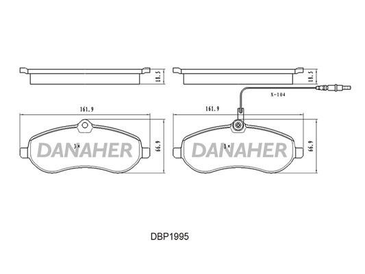 Danaher DBP1995 Гальмівні колодки, комплект DBP1995: Купити в Україні - Добра ціна на EXIST.UA!