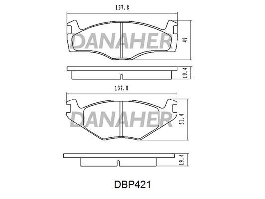 Danaher DBP421 Гальмівні колодки, комплект DBP421: Купити в Україні - Добра ціна на EXIST.UA!
