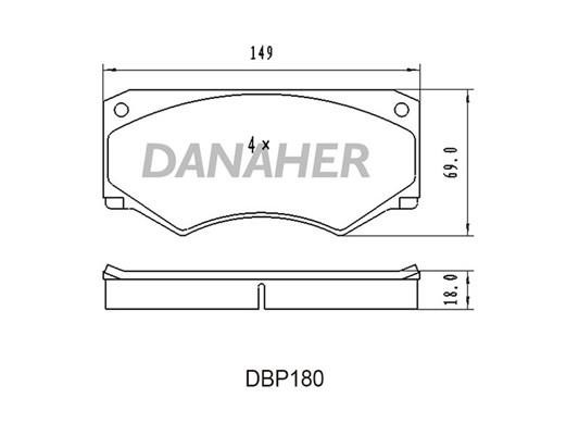 Danaher DBP180 Гальмівні колодки, комплект DBP180: Купити в Україні - Добра ціна на EXIST.UA!