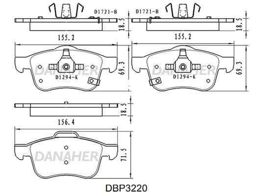 Danaher DBP3220 Гальмівні колодки, комплект DBP3220: Купити в Україні - Добра ціна на EXIST.UA!
