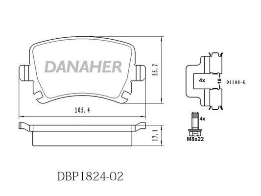 Danaher DBP1824-02 Гальмівні колодки, комплект DBP182402: Купити в Україні - Добра ціна на EXIST.UA!