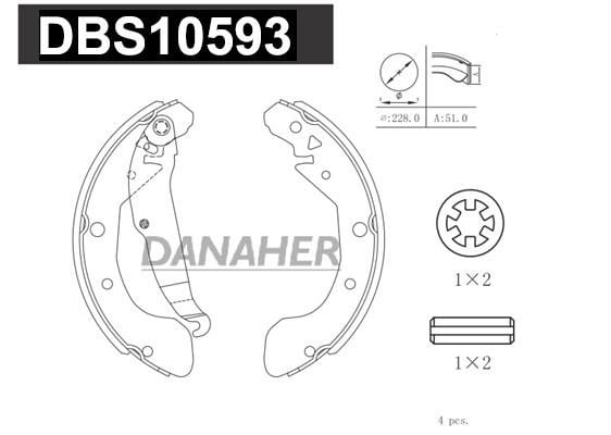 Danaher DBS10593 Колодки гальмівні барабанні, комплект DBS10593: Купити в Україні - Добра ціна на EXIST.UA!