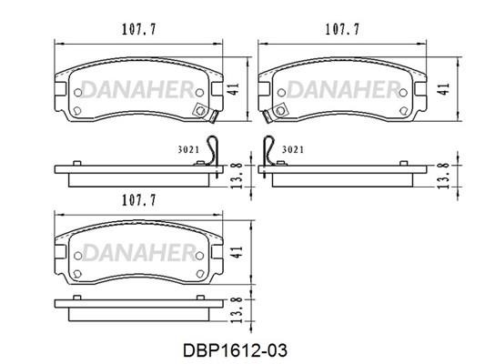 Danaher DBP1612-03 Гальмівні колодки, комплект DBP161203: Приваблива ціна - Купити в Україні на EXIST.UA!