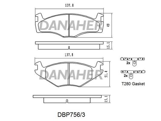 Danaher DBP756/3 Гальмівні колодки, комплект DBP7563: Купити в Україні - Добра ціна на EXIST.UA!