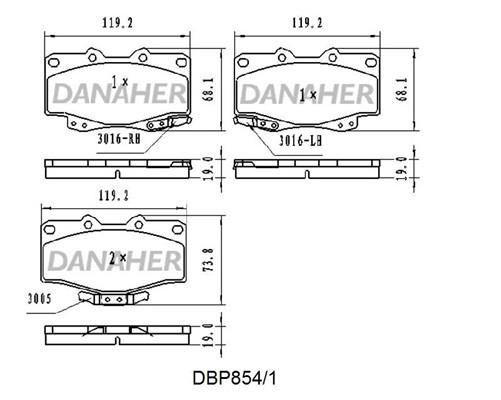 Danaher DBP854/1 Гальмівні колодки, комплект DBP8541: Купити в Україні - Добра ціна на EXIST.UA!