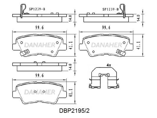 Danaher DBP2195/2 Гальмівні колодки, комплект DBP21952: Купити в Україні - Добра ціна на EXIST.UA!