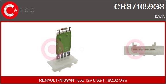 Casco CRS71059GS Резистор, компресор салону CRS71059GS: Купити в Україні - Добра ціна на EXIST.UA!