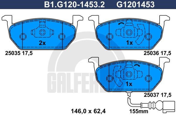 Galfer B1G12014532 Гальмівні колодки, комплект B1G12014532: Купити в Україні - Добра ціна на EXIST.UA!
