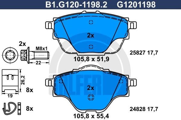 Galfer B1G12011982 Гальмівні колодки, комплект B1G12011982: Купити в Україні - Добра ціна на EXIST.UA!