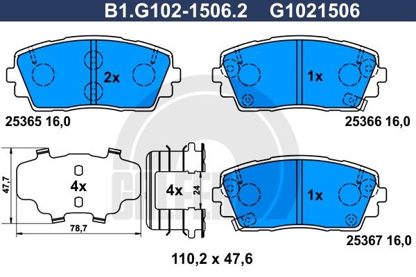 Galfer B1G10215062 Гальмівні колодки, комплект B1G10215062: Купити в Україні - Добра ціна на EXIST.UA!