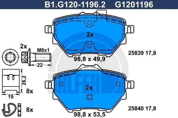 Galfer B1G12011962 Гальмівні колодки, комплект B1G12011962: Купити в Україні - Добра ціна на EXIST.UA!