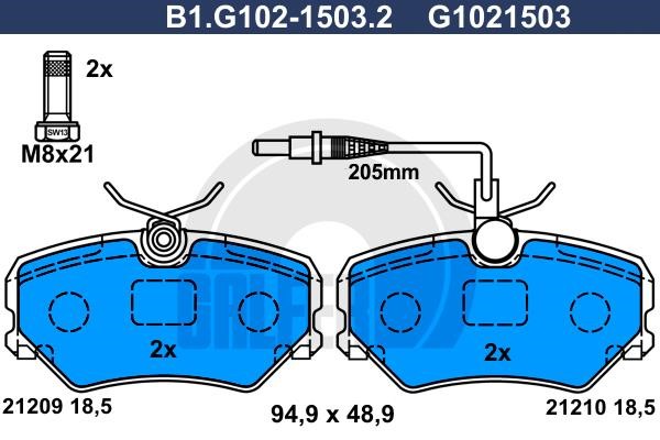 Galfer B1G10215032 Гальмівні колодки, комплект B1G10215032: Купити в Україні - Добра ціна на EXIST.UA!