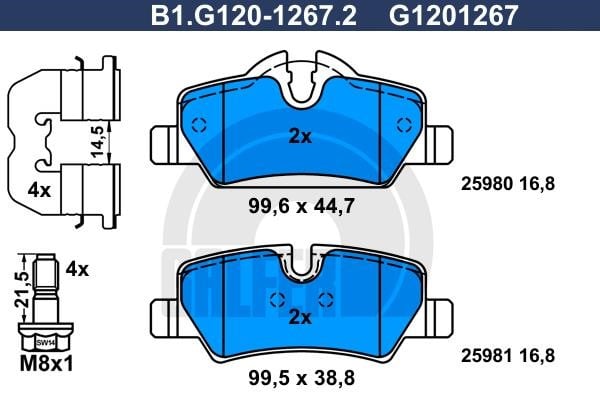 Galfer B1G12012672 Гальмівні колодки, комплект B1G12012672: Купити в Україні - Добра ціна на EXIST.UA!