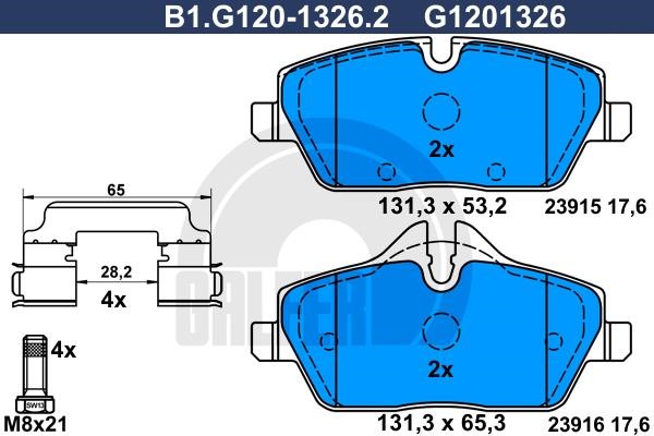 Galfer B1.G120-1326.2 Гальмівні колодки, комплект B1G12013262: Купити в Україні - Добра ціна на EXIST.UA!
