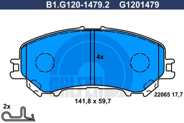 Galfer B1.G120-1479.2 Гальмівні колодки, комплект B1G12014792: Купити в Україні - Добра ціна на EXIST.UA!