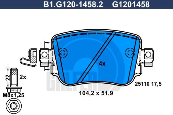 Galfer B1.G120-1458.2 Гальмівні колодки, комплект B1G12014582: Купити в Україні - Добра ціна на EXIST.UA!