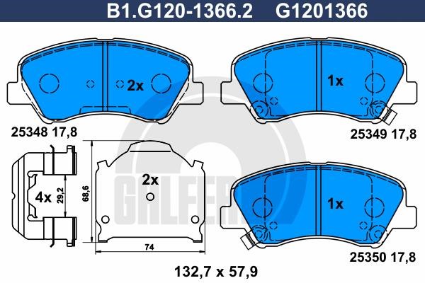 Galfer B1G12013662 Гальмівні колодки, комплект B1G12013662: Купити в Україні - Добра ціна на EXIST.UA!