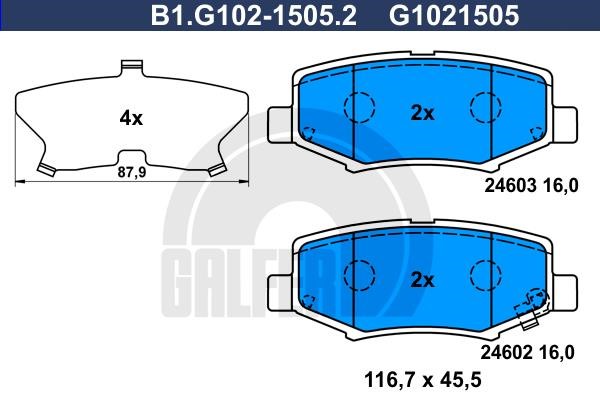 Galfer B1G10215052 Гальмівні колодки, комплект B1G10215052: Купити в Україні - Добра ціна на EXIST.UA!