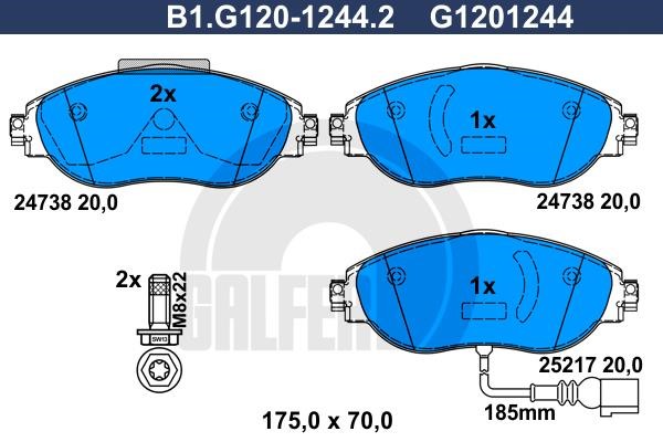 Galfer B1.G120-1244.2 Гальмівні колодки, комплект B1G12012442: Купити в Україні - Добра ціна на EXIST.UA!