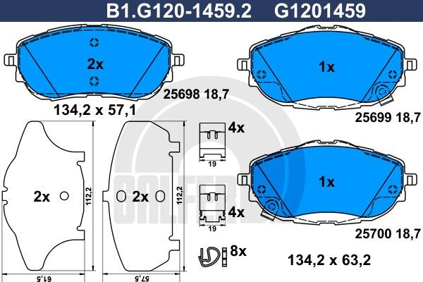 Galfer B1.G120-1459.2 Гальмівні колодки, комплект B1G12014592: Купити в Україні - Добра ціна на EXIST.UA!