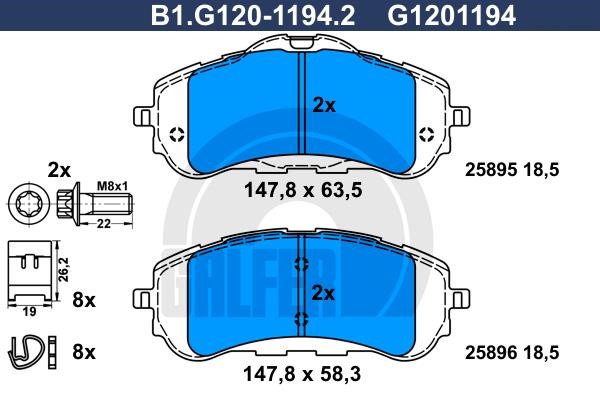 Galfer B1G12011942 Гальмівні колодки, комплект B1G12011942: Купити в Україні - Добра ціна на EXIST.UA!