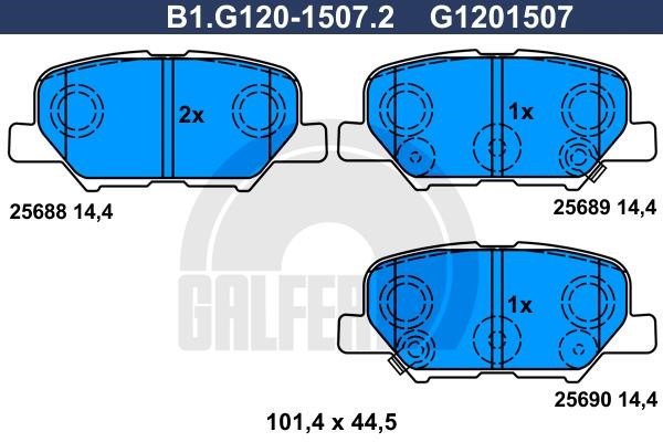 Galfer B1.G120-1507.2 Гальмівні колодки, комплект B1G12015072: Купити в Україні - Добра ціна на EXIST.UA!