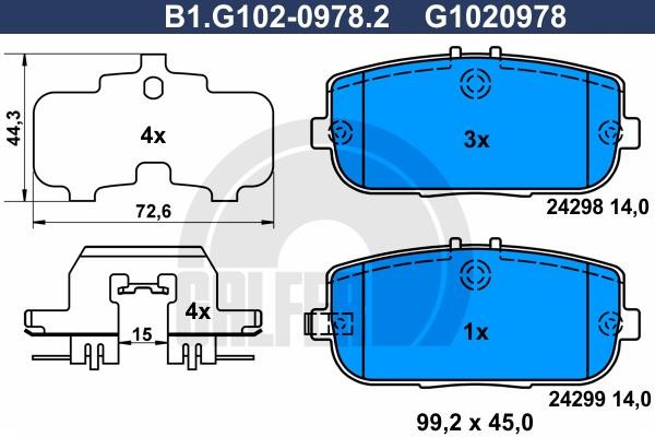 Galfer B1.G102-0978.2 Гальмівні колодки, комплект B1G10209782: Купити в Україні - Добра ціна на EXIST.UA!
