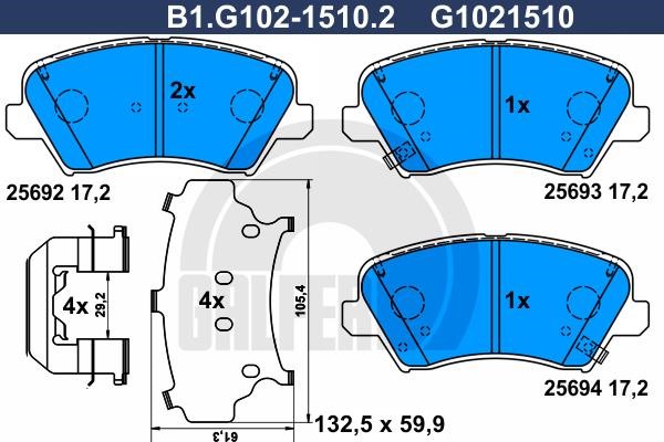 Galfer B1.G102-1510.2 Гальмівні колодки, комплект B1G10215102: Купити в Україні - Добра ціна на EXIST.UA!