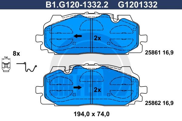 Galfer B1.G120-1332.2 Гальмівні колодки, комплект B1G12013322: Купити в Україні - Добра ціна на EXIST.UA!