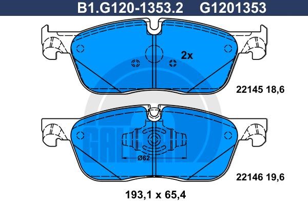 Galfer B1.G120-1353.2 Гальмівні колодки, комплект B1G12013532: Купити в Україні - Добра ціна на EXIST.UA!