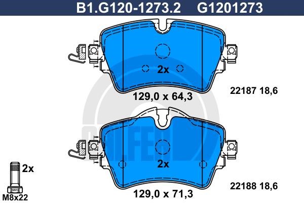Galfer B1.G120-1273.2 Гальмівні колодки, комплект B1G12012732: Приваблива ціна - Купити в Україні на EXIST.UA!