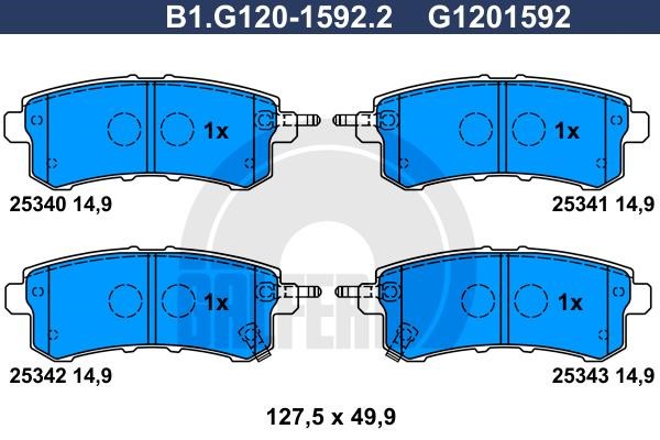 Galfer B1.G120-1592.2 Гальмівні колодки, комплект B1G12015922: Купити в Україні - Добра ціна на EXIST.UA!