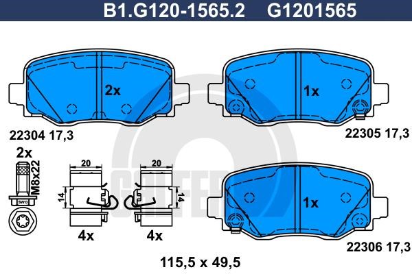 Galfer B1.G120-1565.2 Гальмівні колодки, комплект B1G12015652: Купити в Україні - Добра ціна на EXIST.UA!