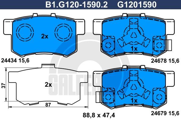 Galfer B1.G120-1590.2 Гальмівні колодки, комплект B1G12015902: Купити в Україні - Добра ціна на EXIST.UA!