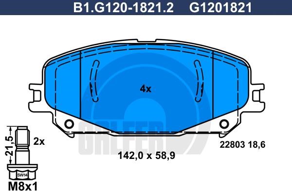 Galfer B1.G120-1821.2 Гальмівні колодки, комплект B1G12018212: Купити в Україні - Добра ціна на EXIST.UA!