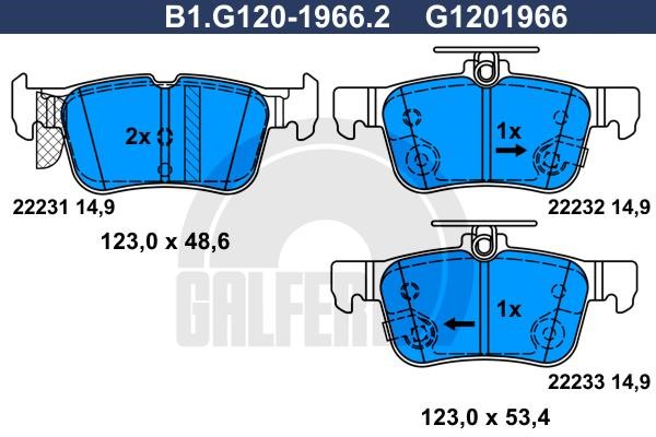 Galfer B1.G120-1966.2 Гальмівні колодки, комплект B1G12019662: Купити в Україні - Добра ціна на EXIST.UA!