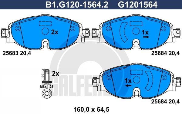 Galfer B1.G120-1564.2 Гальмівні колодки, комплект B1G12015642: Купити в Україні - Добра ціна на EXIST.UA!