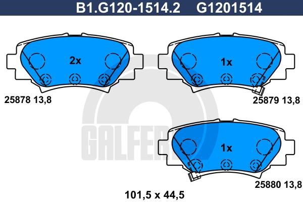 Galfer B1.G120-1514.2 Гальмівні колодки, комплект B1G12015142: Купити в Україні - Добра ціна на EXIST.UA!