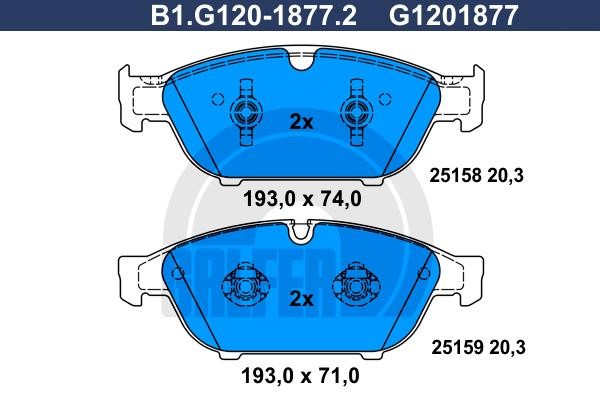 Galfer B1.G120-1877.2 Гальмівні колодки, комплект B1G12018772: Купити в Україні - Добра ціна на EXIST.UA!