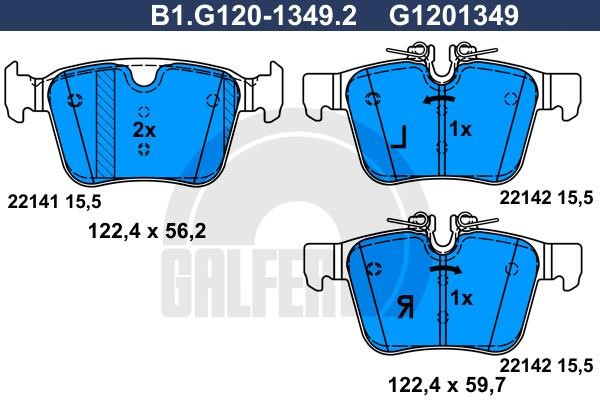 Galfer B1.G120-1349.2 Гальмівні колодки, комплект B1G12013492: Купити в Україні - Добра ціна на EXIST.UA!