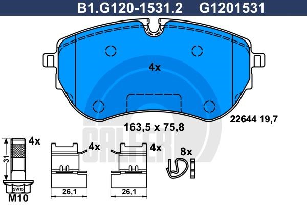 Galfer B1.G120-1531.2 Гальмівні колодки, комплект B1G12015312: Купити в Україні - Добра ціна на EXIST.UA!