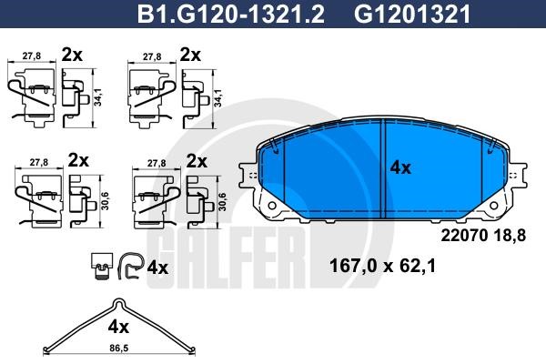 Galfer B1.G120-1321.2 Гальмівні колодки, комплект B1G12013212: Купити в Україні - Добра ціна на EXIST.UA!