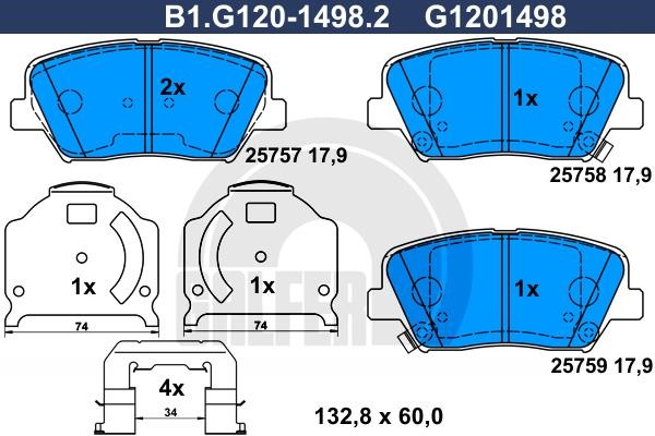 Galfer B1.G120-1498.2 Гальмівні колодки, комплект B1G12014982: Купити в Україні - Добра ціна на EXIST.UA!