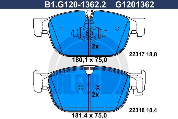 Galfer B1.G120-1362.2 Гальмівні колодки, комплект B1G12013622: Купити в Україні - Добра ціна на EXIST.UA!