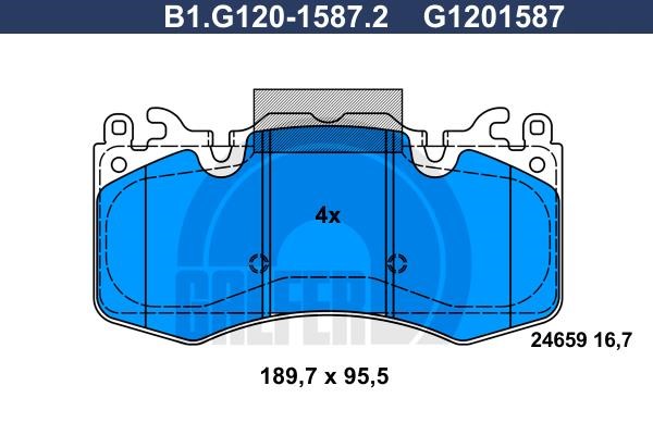 Galfer B1.G120-1587.2 Гальмівні колодки, комплект B1G12015872: Купити в Україні - Добра ціна на EXIST.UA!
