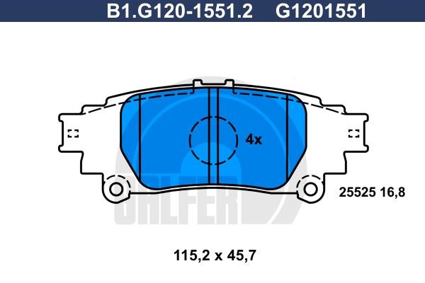 Galfer B1.G120-1551.2 Гальмівні колодки, комплект B1G12015512: Купити в Україні - Добра ціна на EXIST.UA!