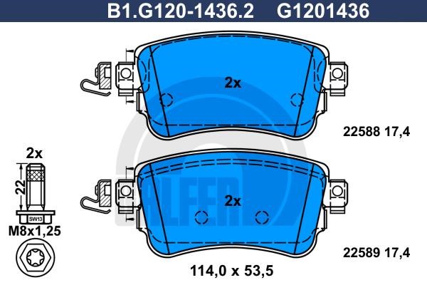 Galfer B1.G120-1436.2 Гальмівні колодки, комплект B1G12014362: Купити в Україні - Добра ціна на EXIST.UA!